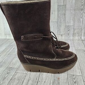 Michael Kors Womens Saude Brown Plateform Boots Size 7 Tassels Ties